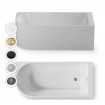 Пристінна кутова акрилова монолітна ванни Porto R 180x80x58 см, (Правостороння) злив - перелив збоку, біла глянцева, суцільнолита із заокругленим кутом