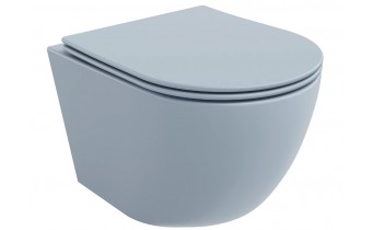 Унітаз безобідковий Mexen Lena Rimless 48 см, з тонким сидінням soft-close, Duroplast Super Slim, сіро-блакитний матовий