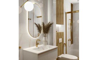 Овальне дзеркало з LED підсвіткою у ванну Elita Sharon Oval 52/92 Gold, 52x92x2,4 см (168463)
