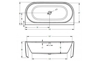 Ванна акрилова Riho Desire Back2wall LED 180x84 см (BD0700500K00133)