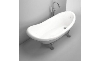 Окремостояча овальна ванна з мармуру Dremex Coco Chrom 179x80,5x78,8 см, Gelcoat, білий матовий + сифон + ніжки Окремостояча овальна ванна з мармуру Dremex Coco Chrom 179x80,5x78,8 см, Gelcoat, білий матовий + сифон + ніжки