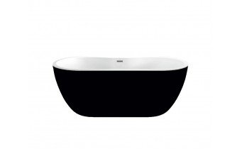 Окремостояча акрилова ванна Dusel DA 111 SARNO BLACK 180x75 см, чорно-біла, з сифоном click/clack (DU111-CBL)