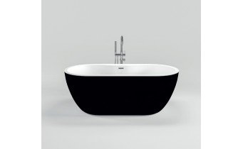 Окремостояча акрилова ванна Dusel DA 111 SARNO BLACK 180x75 см, чорно-біла, з сифоном click/clack (DU111-CBL)