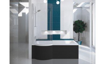 Акрилова ванна з душовою шторкою Besco Inspiro 150x70 L, асиметрична + чорна панель (WAI-150-NLE-BL) Акрилова ванна з душовою шторкою Besco Inspiro 150x70 L, асиметрична + чорна панель (WAI-150-NLE-BL)