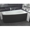 Ванна акрилова Besco Luna 150x80 R, асиметрична + чорна панель (WAL-150-NP-BL)