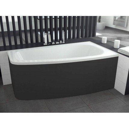 Ванна акрилова Besco Luna 150x80 R, асиметрична + чорна панель (WAL-150-NP-BL)
