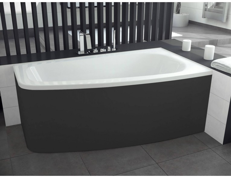 Ванна акрилова Besco Luna 150x80 R, асиметрична + чорна панель (WAL-150-NP-BL)