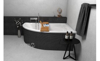 Акрилова асиметрична ванна Polimat Dora 170х110 см, Правостороння + ніжки з кріпленням + сифон (система зливу) (00315S)