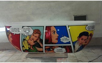 Вільностояча овальна ванна з Ручним розписом Space Komiks / Спейс комікс 180 x 80 x 57 см, можлива ванна в кольорі RAL