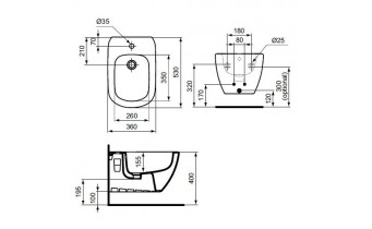 Підвісне біде Ideal Standard Tesi 360x530x30 (T355201)