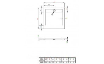 Душовий піддон, камяний Radaway Teos C 90x90 см, білий (HTC9090-04)