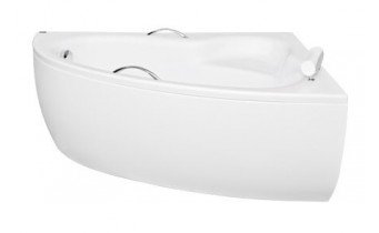 Ванна з ручками акрилова кутова Besco Natalia Premium 150x100 R, Правостороння асиметрична + 2 металеві ручки покриті хромом (WAN-150-NPS)
