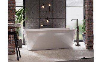 Окремостояча акрилова ванна Besco Evita 160x80 з сифоном click / clack, чорний (WAS-160-ECZ)