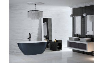 Окремостояча кам'яна ванна Besco Goya Glam 160x70, графіт з сифоном click / clack (WMD-160-GG)