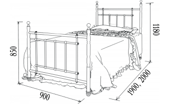 Односпальне ліжко Метал-дизайн Bella-Letto Неаполь 90x200 (M-BL-O-N2)