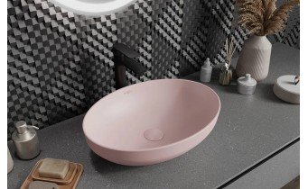 Овальний умивальник на стільницю Mexen Cornelia 50x37 см, рожевий матовий Овальний умивальник на стільницю Mexen Cornelia 50x37 см, рожевий матовий