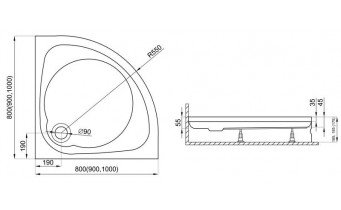 Душовий піддон Polimat Nowy Styl 2 80x80 (00617)