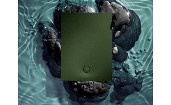 Душовий піддон, камяний Omnires Aquarock M+ 80x160 см, антиковзкий, прямокутний, Оливковий-зелений матовий