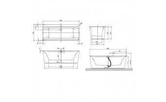 Ванна Villeroy&Boch Squaro Edge 12 DUO 180x80x45 з панелю та сифоном, Кварил (UBQ180SQE7PDV-01)