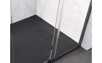 Душовий піддон конгломерат SMC, прямокутний Besco Vexo Black UltraSlim 150x90x2,6 см, Чорний матовий, із структорованою поверхнею