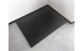 Душовий піддон конгломерат SMC, прямокутний Besco Vexo Black UltraSlim 150x90x2,6 см, Чорний матовий, із структорованою поверхнею