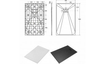 Душовий піддон конгломерат SMC, прямокутний Besco Vexo Black UltraSlim 150x90x2,6 см, Чорний матовий, із структорованою поверхнею