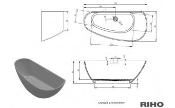Ванна Riho Granada окремостояча 170x80 L см (BS18)