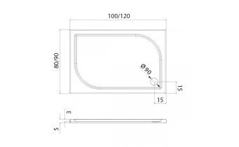 Душовий піддон NEW TRENDY IDEO 120x90x5,5 см (B-0323)