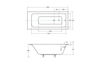 Акрилова ванна Besco Talia Slim 150x70, пряма (WAT-150-SL)
