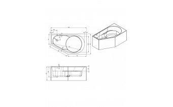 Акрилова ванна Riho Yukon Plug & Play 160x90 L, асиметрична + ніжки (BD75005)