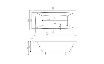 Акрилова ванна Roca Vita 190x90 см, пряма + ніжки (A24T090000)