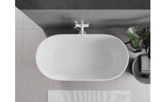 Окремостояча камяна ванна Rimini / Ріміні 150x75 см, Конгломерат (штучний камінь), біла матова (57241507500)