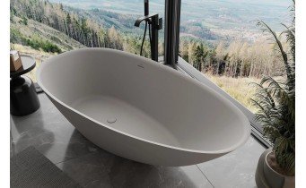Окремостояча овальна ванна з каменю, штучного Milano / Мілано 150x82x54 см, бетон матовий Окремостояча овальна ванна з каменю, штучного Milano / Мілано 150x82x54 см, бетон матовий