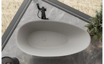 Окремостояча овальна ванна з каменю, штучного Milano / Мілано 150x82x54 см, бетон матовий