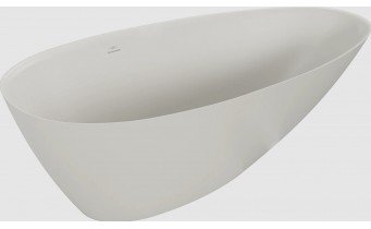 Окремостояча овальна ванна з каменю, штучного Milano / Мілано 150x82x54 см, бетон матовий