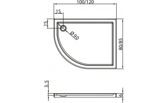 Душовий піддон NEW TRENDY MAXIMA ULTRA L 100x80x5,5 см (B-0334)