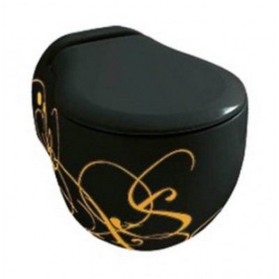 Підвісний унітаз ArtCeram Blend, gold lettering on black (BLV0010306) Підвісний унітаз ArtCeram Blend, gold lettering on black (BLV0010306)