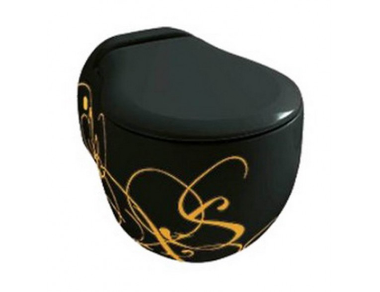 Підвісний унітаз ArtCeram Blend, gold lettering on black (BLV0010306)