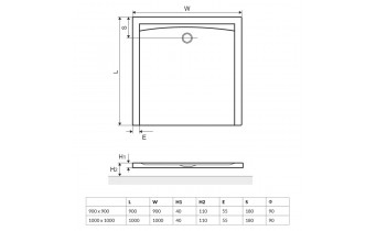 Піддон квадратний EXCELLENT Forma 1000x1000, низький (BREX.FOR10WHN)