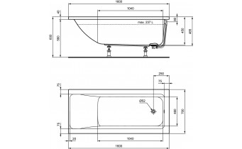 Ванна акрилова Ideal Standard Connect Air 160x70, пряма (T361501)