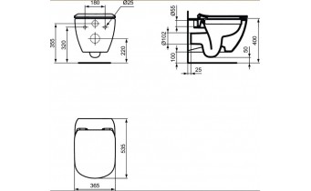 Підвісний унітаз Ideal Standard Teci 365x535x350 мм Rimless (T350301)