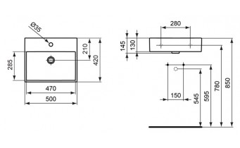 Умивальник на стільницю Ideal Standard Strada 50x42 см (K077701)