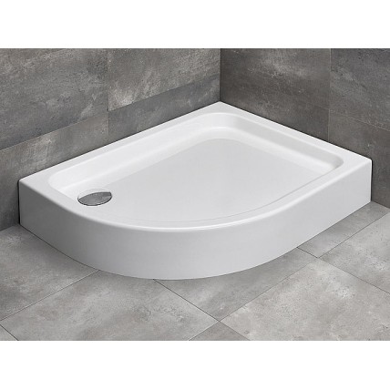 Душовий піддон асеметричний Radaway Laros E Compact 100x80x17 см, Правий, білий (SLE81017-01R)