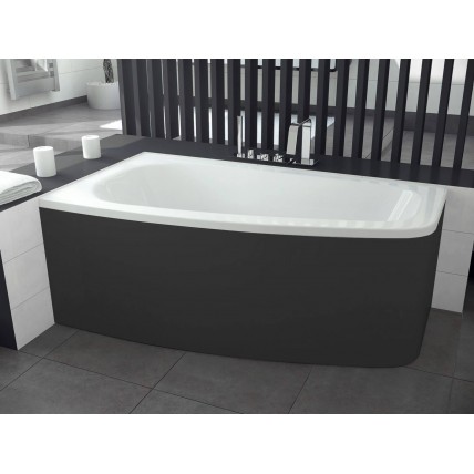 Ванна акрилова Besco Luna 150x80 L, асиметрична + чорна панель (WAL-150-NL-BL)