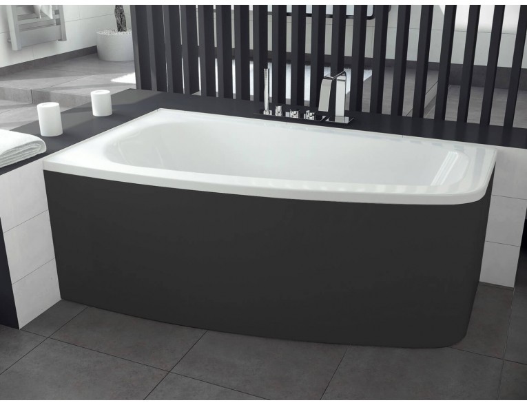Ванна акрилова Besco Luna 150x80 L, асиметрична + чорна панель (WAL-150-NL-BL)