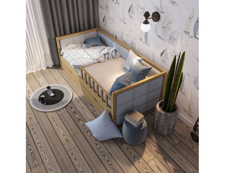 Дитяче ліжко WoodSoft Nevis з ящиками 120x190, ясень (NevisJ120190JAS)