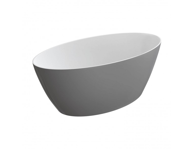 Окремостояча ванна Omnires Siena M+ 161x81 см, сіро-біла глянцева (SIENAWWBSP)