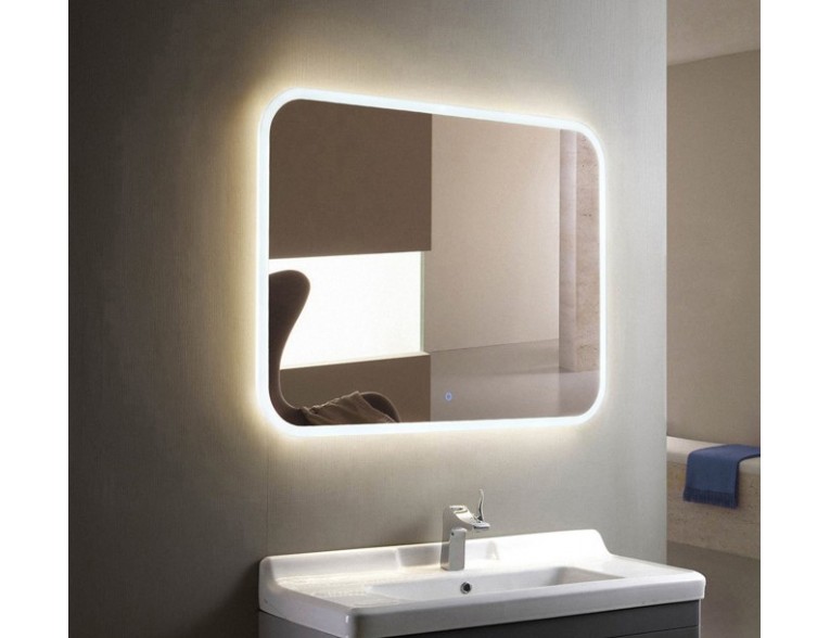 Квадратне дзеркало з LED підсвіткою у ванну UWiS Lion 600, 60х60x3 см