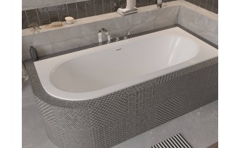 Акрилова ванна Besco Avita Slim + 160x75 R, асиметрична + сифон золотий (WAV-160-PPZ)