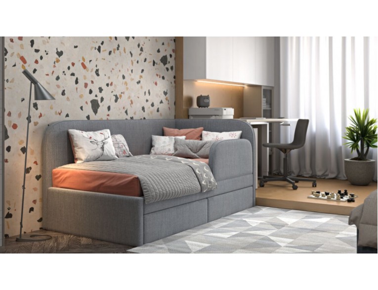 Дитяче ліжко WoodSoft Bari SimG / Барі СімГ 80x190, З шухлядами та ортопедичною основою (BR8-190-SHOR)